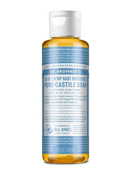 Buy Dr. Bronner's Pure-Castile Liquid Soap 4 oz, Baby Unscented in UAE