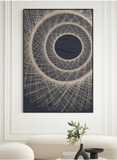 Buy Golden Modern Circle Lines Canvas Framed Wall Art in UAE