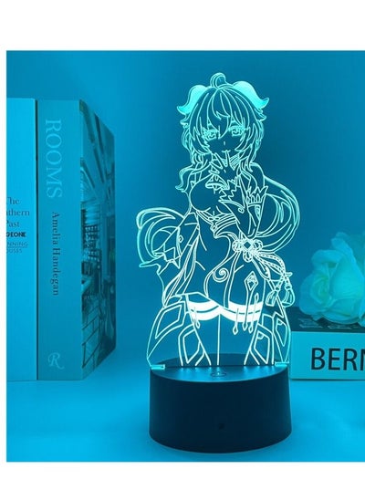 اشتري Multicolour 3D Night Light Game Lamp Illusion Light Nightlight Genshin Impact Figure LED Atmosphere Lights for Bedroom Decor Lighting Bedside Lamps Kids Gift Lighting Ganyu في الامارات