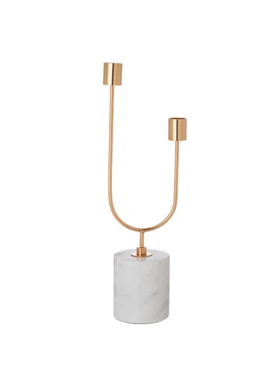 Buy Double Gold Metal Candlestick with a Beautiful and Elegant Marble Base in Saudi Arabia