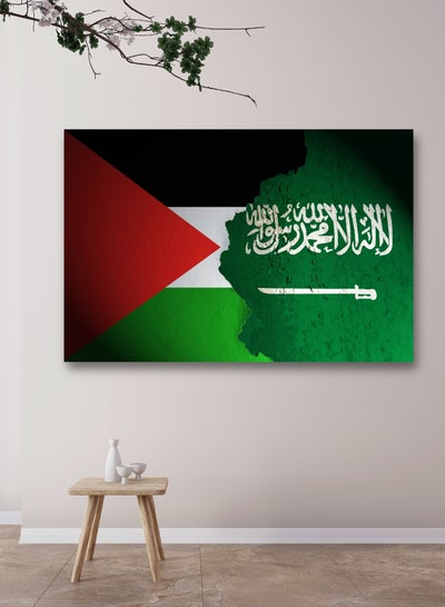 Buy Printed Canvas Frame Palestine and Saudi Arabia flag in Saudi Arabia