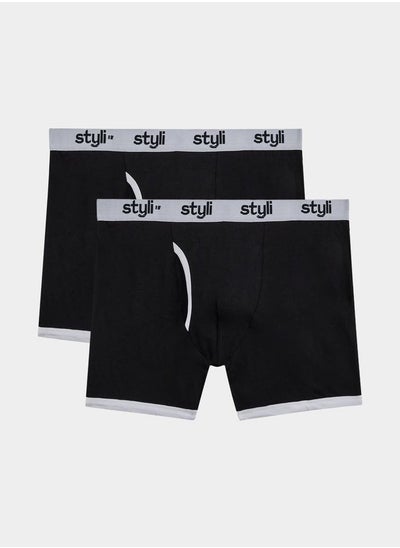 Buy Pack of 2 - Cotton Stretch Long Trunks in Saudi Arabia