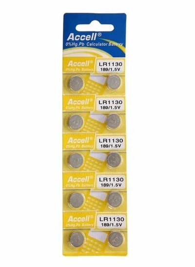 Buy 10-Pieces Accell AG10 LR1130 (189) Alkaline 1.5V Batteries in UAE