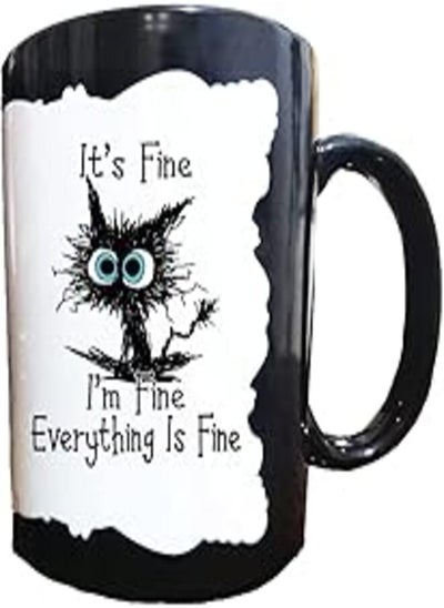 Buy I`m Fine Mug Espresso- Gift For Her- Travel Coffee Mug- Tea Cup - Coffee Mug -Black&White in Egypt