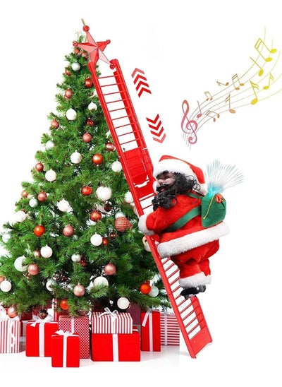 Buy Electric Climbing Santa Claus Christmas Decoration Electric Climbing Up and Down Ladder Santa Claus with with Music Funny Singing Christmas Tree Decorations Christmas Gift for Kids (B) in UAE