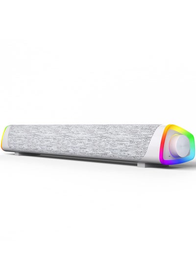 اشتري Computer Speakers, Wired USB-Powered Bluetooth V5.3 PC Sound Bar, Colorful RGB Lights with Switch Button, Surround Sound Portable Computer SoundBar Speaker for Desktop Laptop Phone(Grey） في الامارات