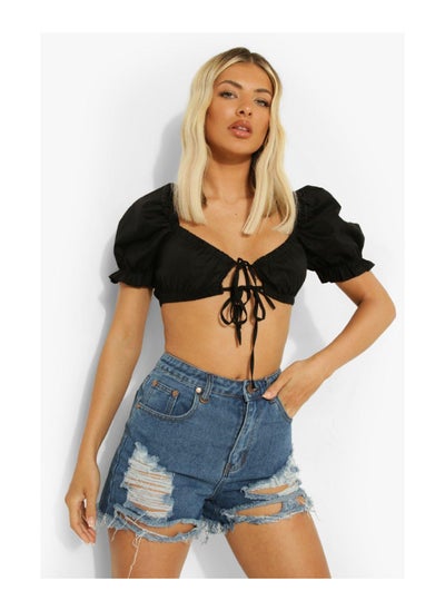 Buy Ripped High Waisted Denim Shorts in Saudi Arabia