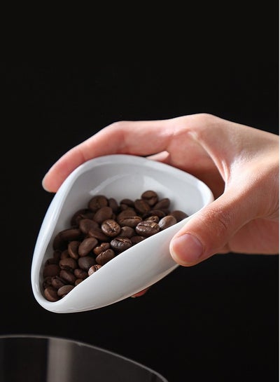 Buy Single Piece Of Pure White Ceramic Coffee Bean Trays, A Small Spoon Separator, Coffee Bean Scoop Set in UAE