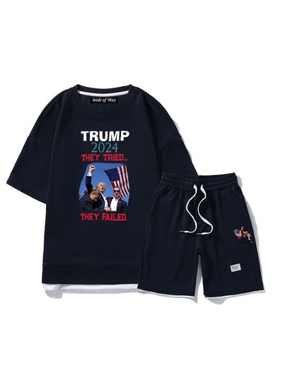 اشتري New Trump Print Short Sleeved Shorts Set في الامارات