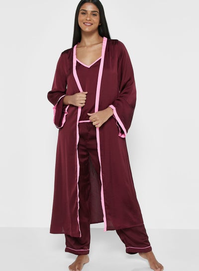 Buy 3Pc Pyjama Set Cami Top With Night Robe & Pant in Saudi Arabia