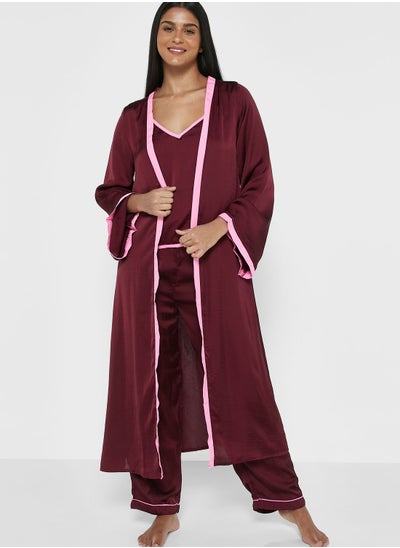 اشتري 3Pc Pyjama Set Cami Top With Night Robe & Pant في السعودية