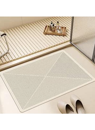 Buy Cloth Bath Mat Super Absorbent Bathtub Mat with Non-Slip Anti Slip Bathroom Floor Mats and Quick Dry Bath Rug, Thickened Soft Easier Clean Carpet 50 By 80 CM in UAE