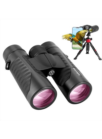 اشتري 12x42 HD Binoculars for Adults with Universal Phone Adapter - High Power Binoculars with Super Bright and Large View- Lightweight Waterproof Binoculars for Bird Watching Hunting Outdoor Sports Travel في الامارات