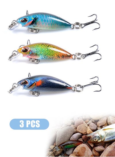 Buy 3 Pcs Fishing Lures Kit, 3D Hard Metal Sea Fishing Sinking Lure, for Bass Fishing Bait Minnow Lures with Tackle Box for Freshwater Saltwate (Colorful) in Saudi Arabia