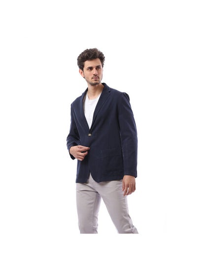 Buy Basic Plain Notched Label Blazer -  Navy Blue in Egypt