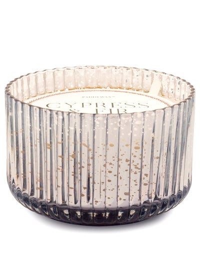 Buy Cypress & Fir - 425g Large 3 Wick Silver Mercury Glass Candle in UAE