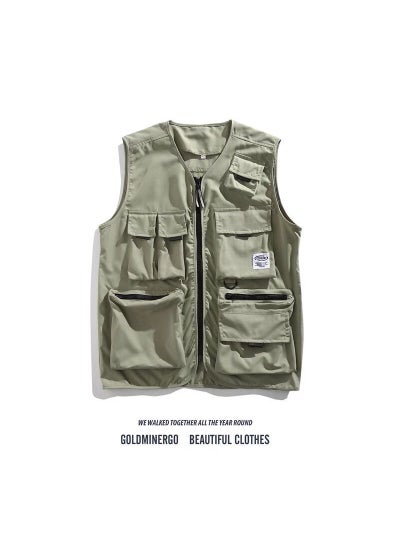 اشتري Autumn Thin Japanese Multi-Pocket Tactical Vest Casual Streetwear Sleeveless Top11825 Green 11825 Green في السعودية