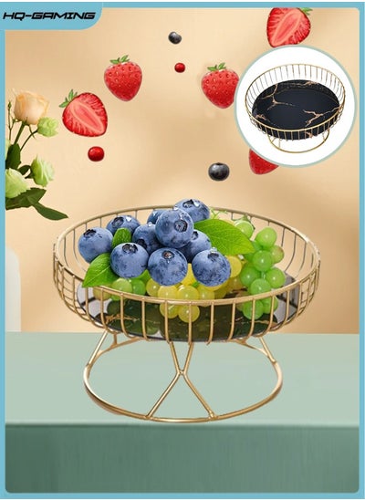 Buy Round Fruit Basket for Kitchen Counter, Snack Serving Bowl Vegetable Holder, Fruit Holder Stand Organizer Fruit Tray Kitchen Storage Baskets for Fruits Vegetables Stand (Black) in Saudi Arabia