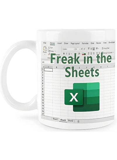 اشتري اقتباسات مضحكة "Freak In Sheets" اقتباسات مكتبية للمحاسبين الماليين | كوب قهوة سيراميك مطبوع 325 مل في الامارات