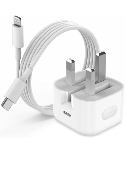 اشتري 20W USB C Fast Charger For iPhone 14 Plus/14/14 Pro/14 Pro Max/ 13 12 11 Pro Mini XS XR X iPad With 1.5m Cable White في الامارات