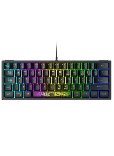 Buy ZIYOULANG K61 62 Keys Game RGB Lighting Notebook Wired Keyboard, Cable Length: 1.5m(Black) in Saudi Arabia