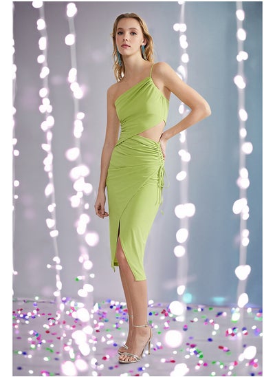 Buy Light Green Wrap Knitted Window/Cut Out Detailed Dress TPRSS24EL00004 in Egypt