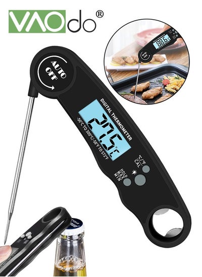 Buy Digital Meat Thermometer for Cooking with Ambidextrous Backlit Waterproof Kitchen Food BBQ Grill Smoker Oil Fry Candy Instant Read Thermometer Black in Saudi Arabia