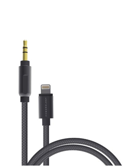Buy Lightning to 3.5mm AUX Cable 1.2M, Aluminium Braided, Flexible Compatible with All Apple Series- Grey in UAE