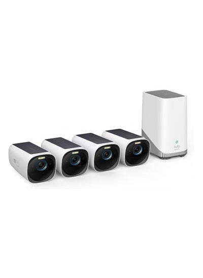 Buy Eufy Security EufyCam 3 4-Cam Kit, Security Camera Outdoor Wireless, 4K Camera with Integrated Solar Panel, Forever Power, Face Recognition AI, Expandable Local Storage, Spotlight, No Monthly Fee in UAE