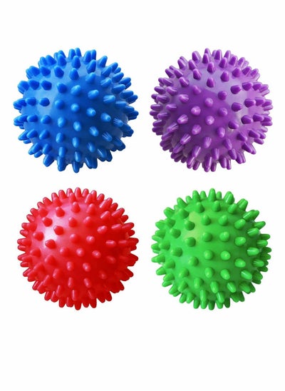 اشتري Spiky Massage Balls for Foot, Back, Muscles, Plantar Fasciitis, Muscle Soreness Massager Ball Exercise, Yoga, Deep Tissue Myofascial Release Trigger Point Recovery (4 Pcs, Green, Pink, Purple, Blue) في الامارات