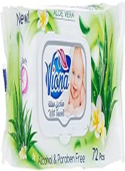 اشتري Viona aloe vera ultra soft baby wipes, 72 pieces في مصر