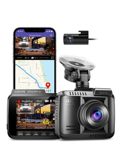 Buy AZDOME GS63  Pro WiFi 4K Dash Cam Front and Rear, 4K+1080P Dual Dash Camera for Car, Free 64GB Card in Saudi Arabia