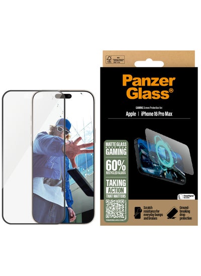 Buy PanzerGlass® Matte Glass Screen Protector for Apple iPhone 16 Pro Max, EasyAligner, Anti-Glare and Anti-Fingerprint Tempered Glass, High touch sensitivity, Extremely smooth surface in UAE