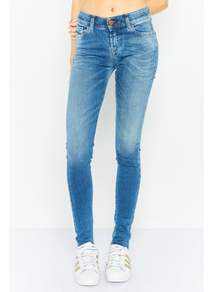 اشتري Women Super Skinny Fit Washed Slandy Jeans, Blue في الامارات