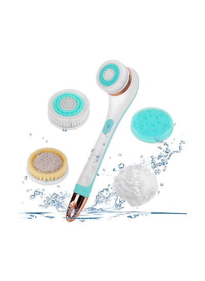 اشتري Electric Body Brush, Scrubber Shower Brush with Long Handle, Back 4 Spin Heads, USB Rechargeable Silicone for Cleansing Exfoliation Waterproof and Non-Slip في الامارات