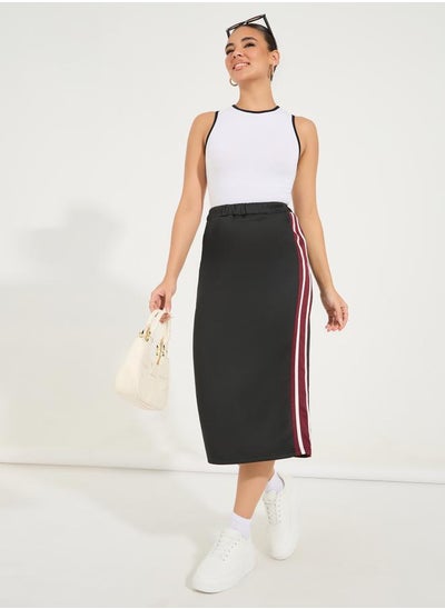 Buy Side Stripe Straight Hem Midi Skirt in Saudi Arabia