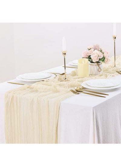 Buy Cheesecloth Table Runner, Cheese Cloth Boho Gauze Table Runner for Wedding Bridal Baby Shower Birthday Party Rustic Sheer Boho Table Decorations in UAE