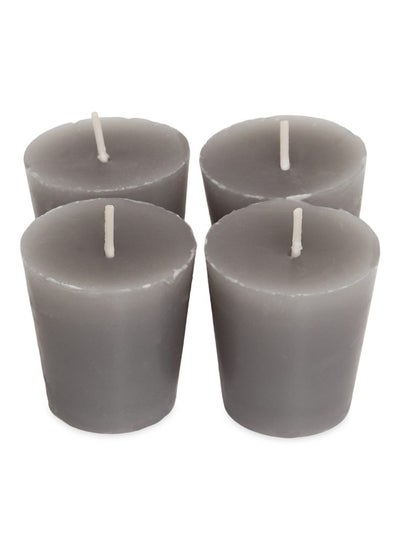 Buy Basic 4 - Pieces Velvet Rose Votive Candle Set Grey in UAE