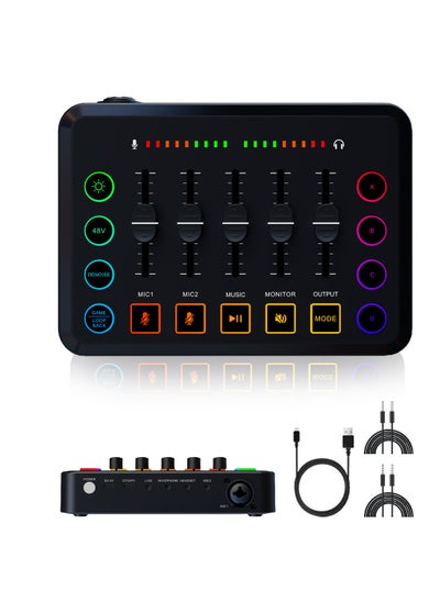 Buy F9 Live Sound Card Professional Live Mixer DIY Button Bluetooth Phantom Power DJ Mixer Suitable for Live Broadcast PC Recording in Saudi Arabia