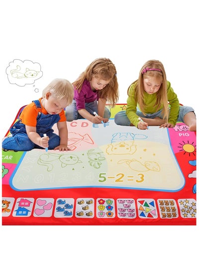 Buy Aqua Magic Water Doodle Mat, Kids Painting Writing Toy Drawing Graffiti Board Coloring Mat With Pens Toddlers Educational Toys for 2-8 Year Old Girls Boys Gift 80 * 60CM in UAE