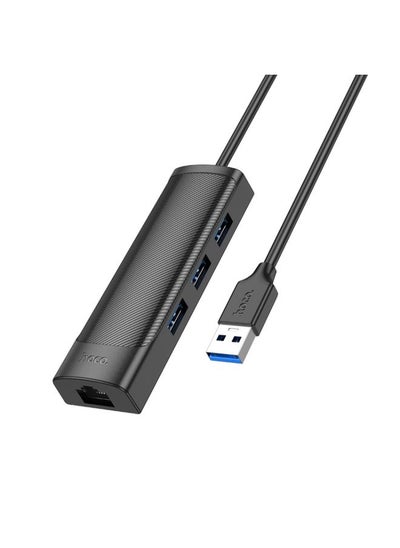 Buy hoco HB42 4 in 1 USB to USB3.0x3+RJ45 Gigabit Network Card Converter, Length: 1.2m(Black) in Saudi Arabia