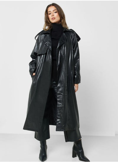 Buy Leather Look Trench Coat in UAE