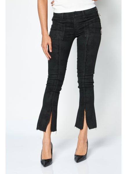 Buy Women Super Skinny Plain Non-Stretchable Denim, Black in Saudi Arabia