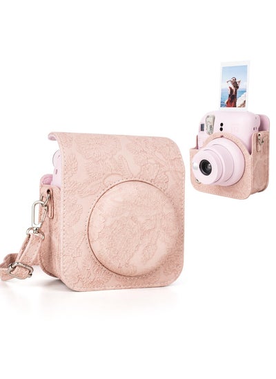 Buy Case for Fuji Instax Mini 12/Polaroid Mini 12, PU Leather Protective Case for Fujifilm Instax Mini 12 Instant Camera, Removable Case with Adjustable Shoulder Strap (Light Pink) in UAE