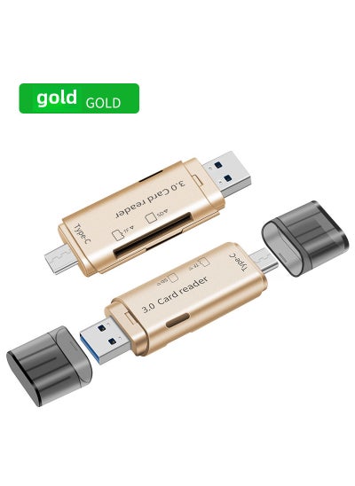 Buy USB 3.0 Type-C Card Reader SD TF Dual-Slot Mobile Multi-Function Golden USB2.0 in Saudi Arabia