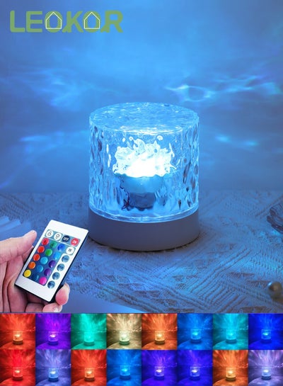 Buy Crystal Ocean Wave Lamp 16 Color Crystal Lamp LED Night Light with Remote for Bedroom USB Rechargeable Bedside Lamps Romantic Lighting in Saudi Arabia