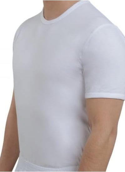 Buy 6-Piece Set of 100% Cotton Men’s Inner T-Shirts  White in Saudi Arabia