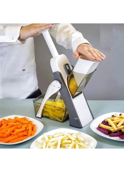 اشتري Vegetable Cutter Safe Mandoline Slicer TikTok Adjustable Vegetable Chopper Multi purpose Food Vegetable Slicer for Kitchen Gray في الامارات