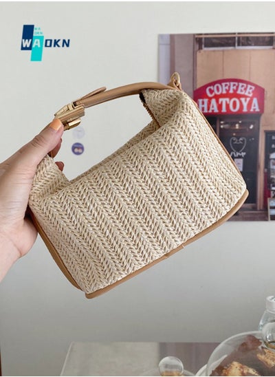 Buy Women's Straw Shoulder Bag, Ladies Fashionable Casual Handbag Tote Bags Clutch Bag, Large-capacity Crossbody Bags Sling Bag Side Bag Carry Bag for College Students and Teenagers in Saudi Arabia