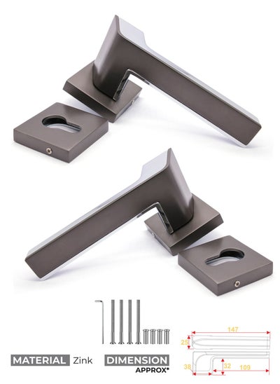 Buy Mortise Zinc Door Handle (W-1003 BLACK SATIN+CHROME) in Saudi Arabia